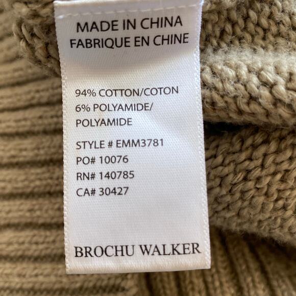 BROCHU WALKER Marlowe Cropped Henley Sweater in Taupe, Size Small - Picture 12 of 14